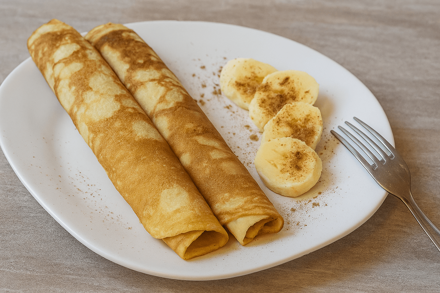 Plonyčiai lietiniai su saldžiu bananų įdaru
