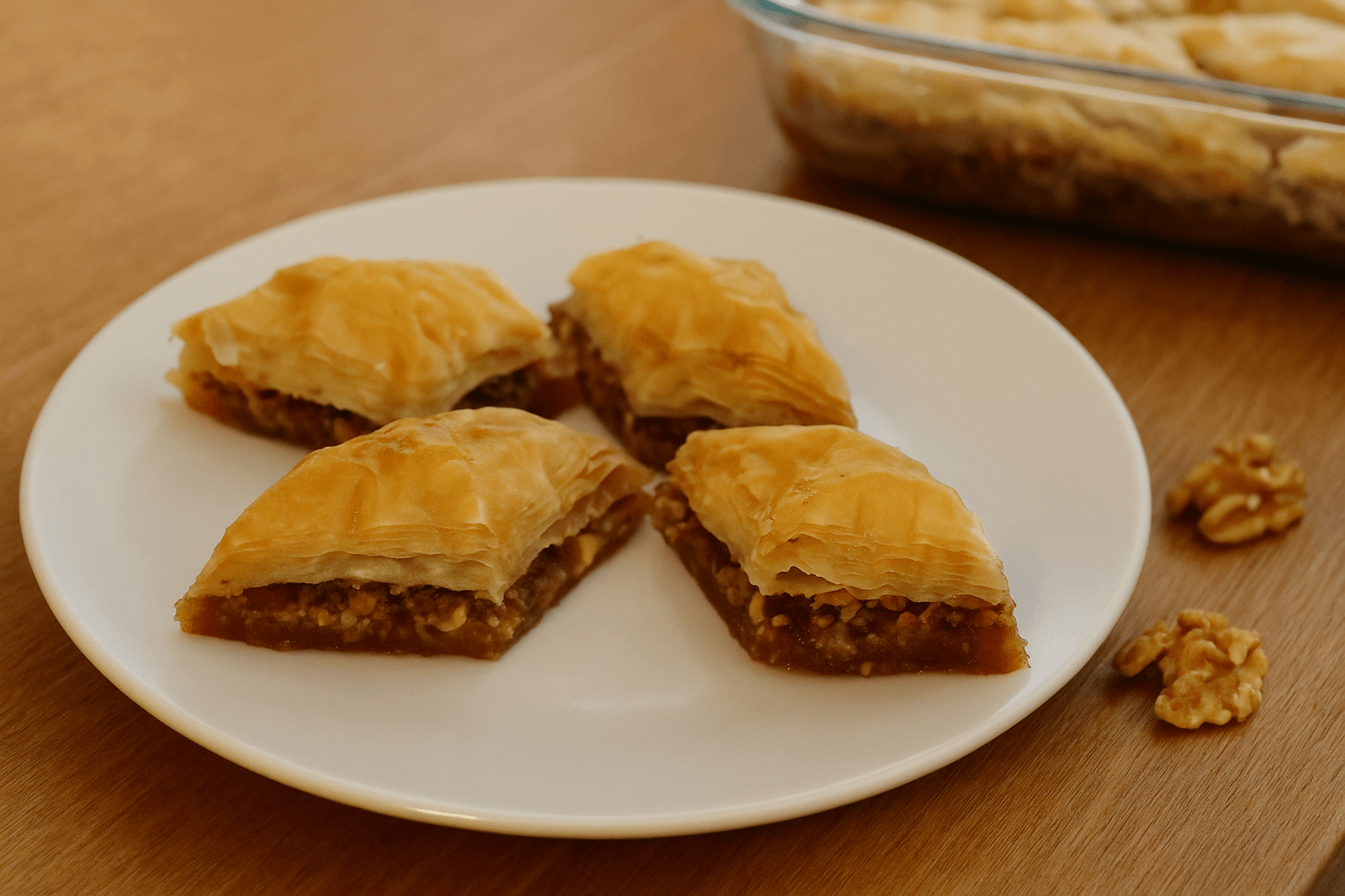 Traški turkiška baklava su pistacijomis ir graikiniais riešutais